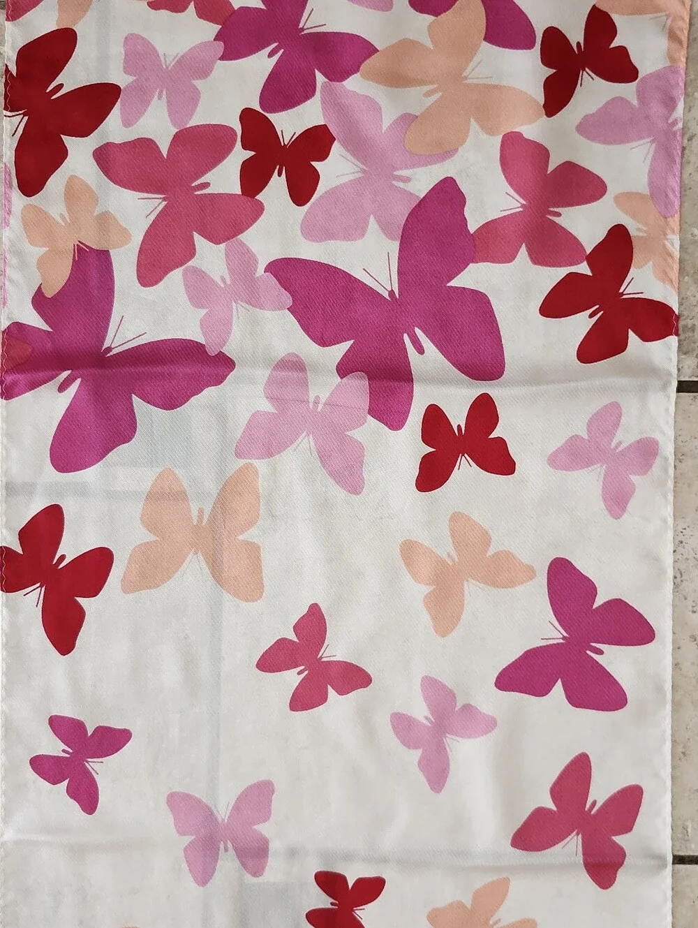 VTG ECHO Butterfly Print Silk Scarf In Pink & Peach